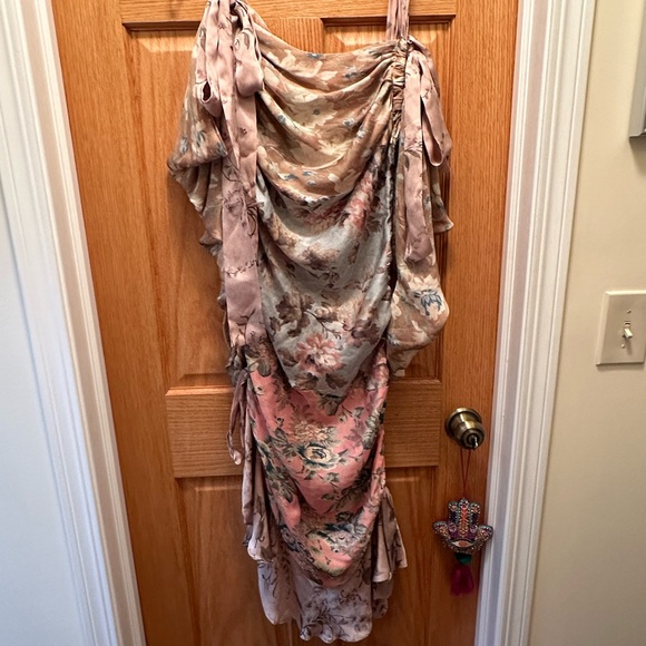 Zimmerman Size 2, Multicolored Floral Printed Silk Unbridled Elixir Draped Dress - Picture 4 of 7